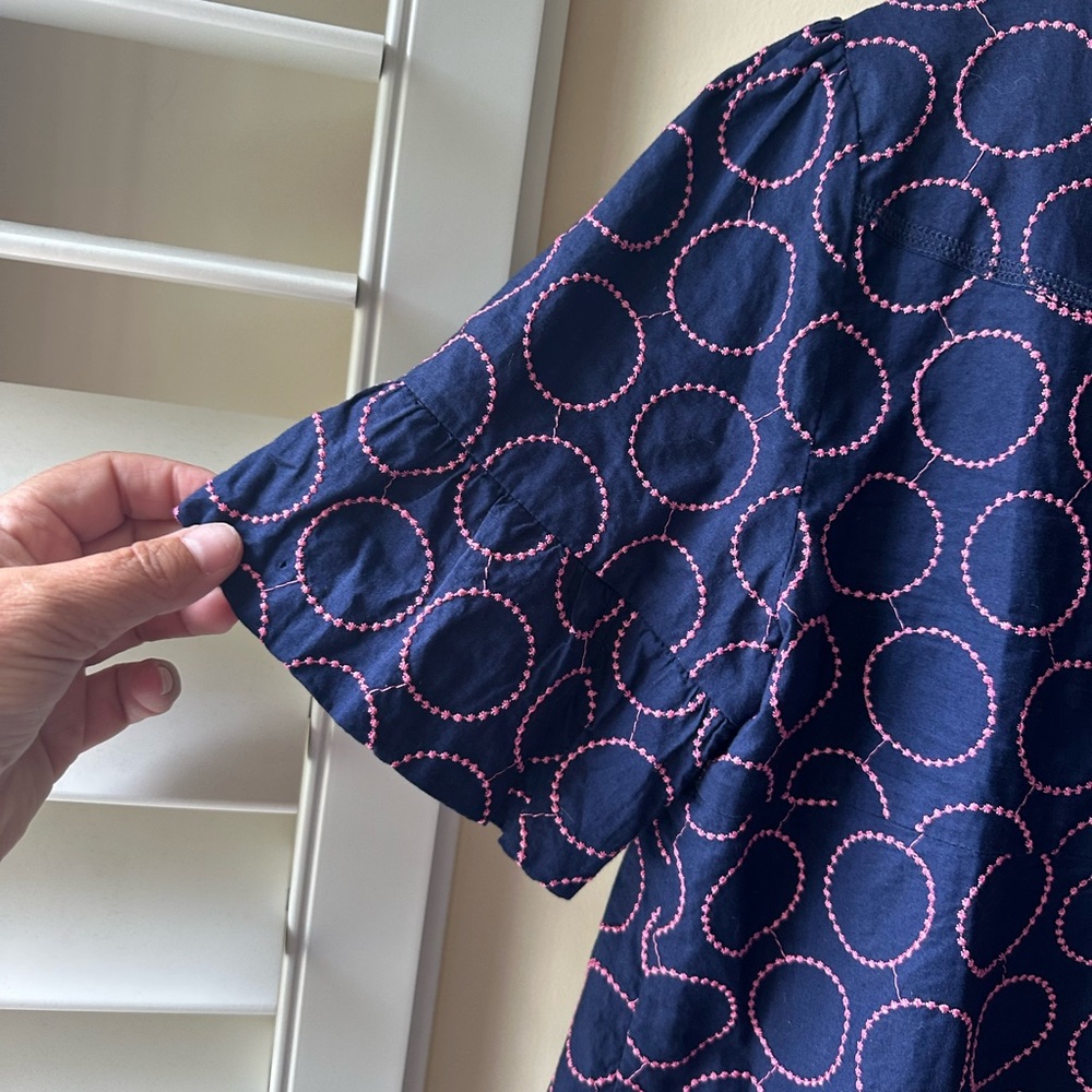 Lilly Pulitzer Navy and Pink Circle Blouse - Picture 7 of 8